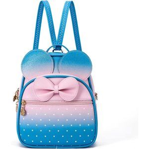 Bowknot Polka Dot Mini Backpack And Convertible Shoulder Bag Purse for Women